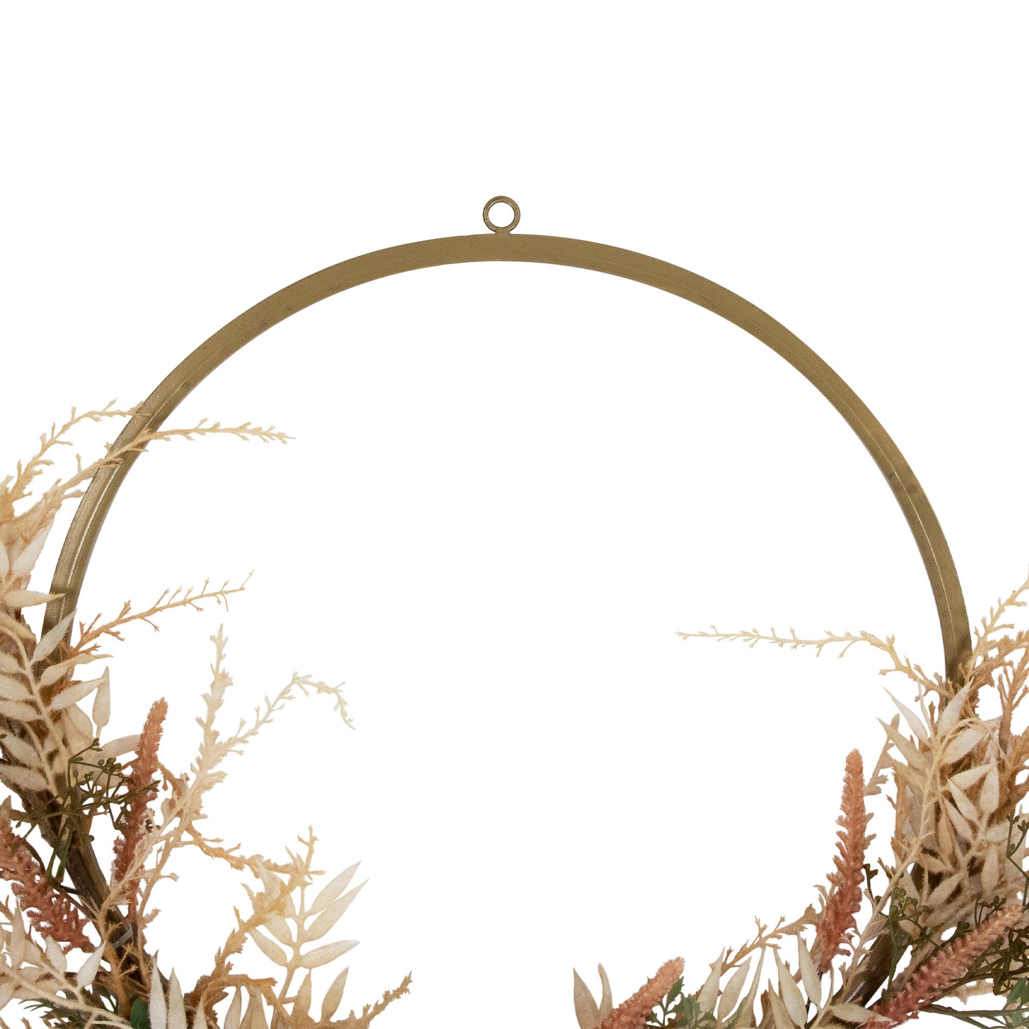 24" Fall Harvest Pale Roses with Foliage Artificial Wreath
